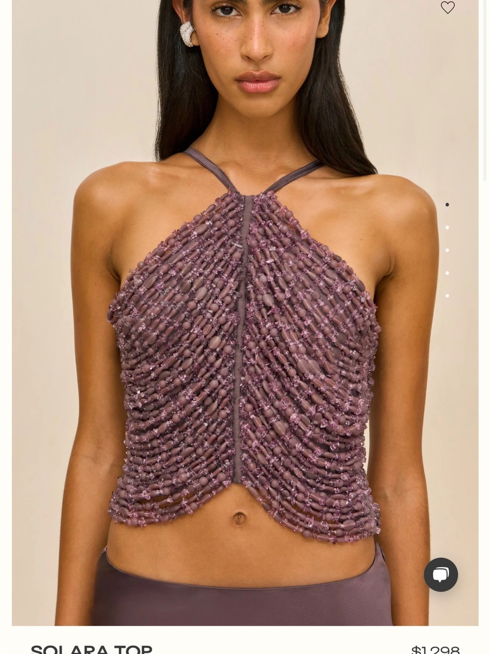 cult gaia Mauve Beaded Halter Camisole